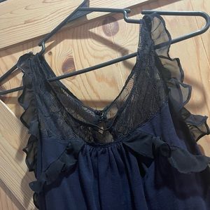Bra top babydoll style navy blue with black lace